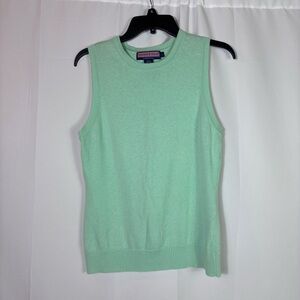 Vineyard Vines Mint Green Cotton Cashmere Sweater Vest L Preppy Coastal Golf